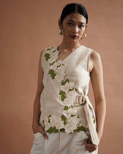 Catalina Piña Wrap Blouse - Beige