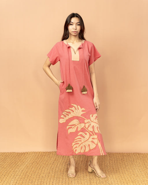 Mercedes Embroidered Kaftan- Rose Gold and Almond