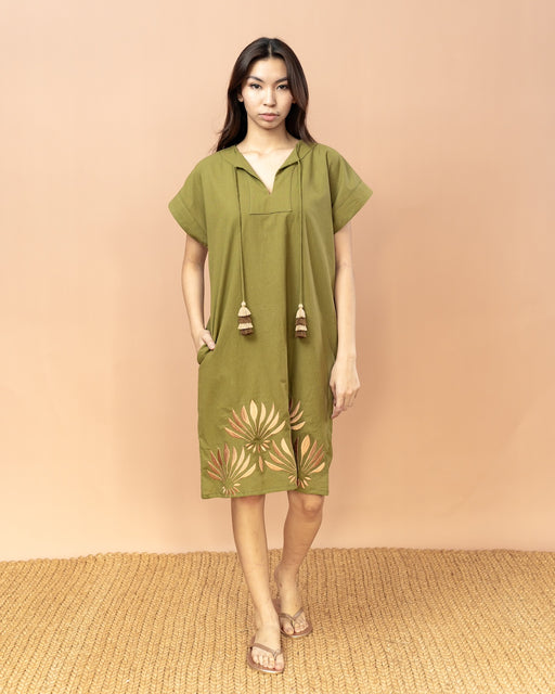 Consuelo Embroidered Dress- Army