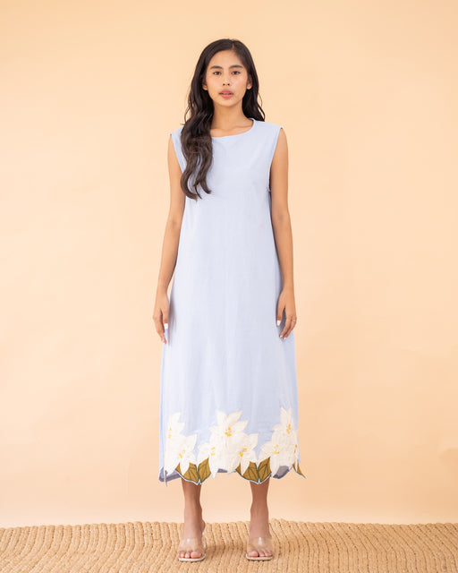 Lucille Sampaguita Midi Dress- Light Blue