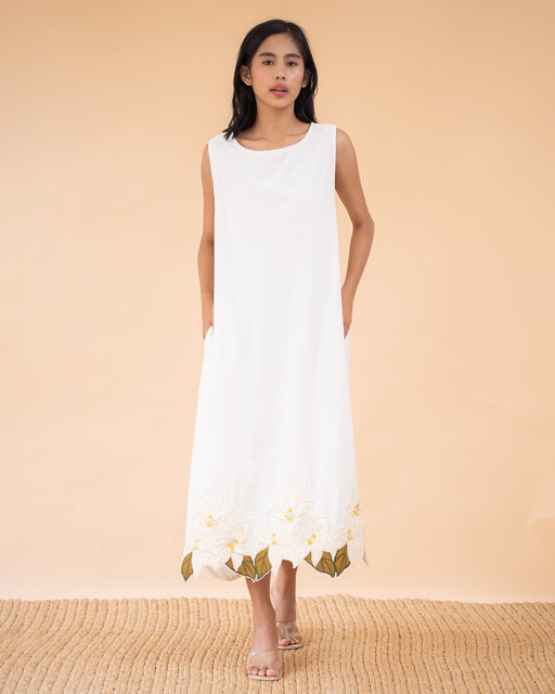Lucille Sampaguita Midi Dress- Off White