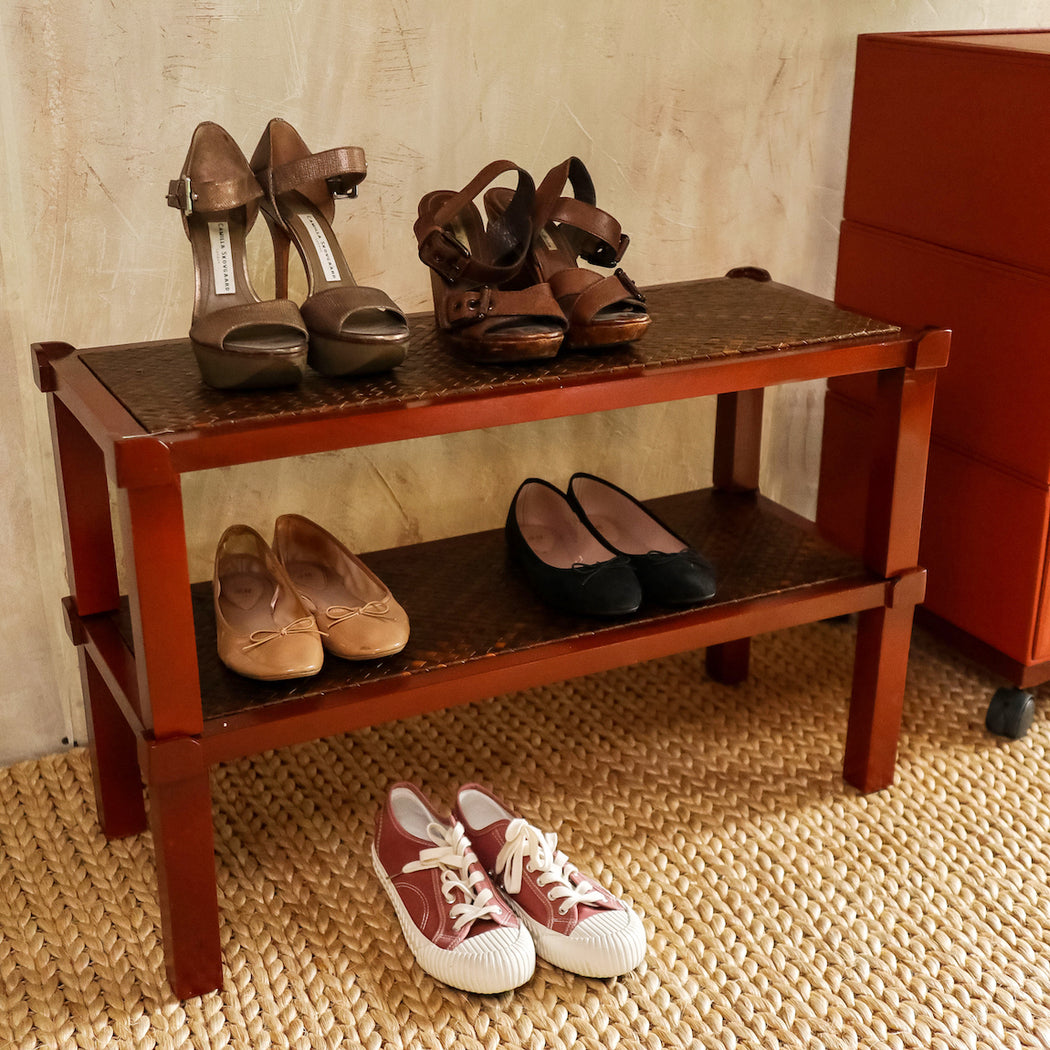 The Oliver Wooden Stackable Shoe Rack easily slips under your clothes and offers up an organized solution to your massive shoe pile. Neatly stack on top of the other for additional storage.  No more dull or generic storage pieces. Create a clutter-free space by using any of our multi-purpose shoe racks. Available online at Domesticity.