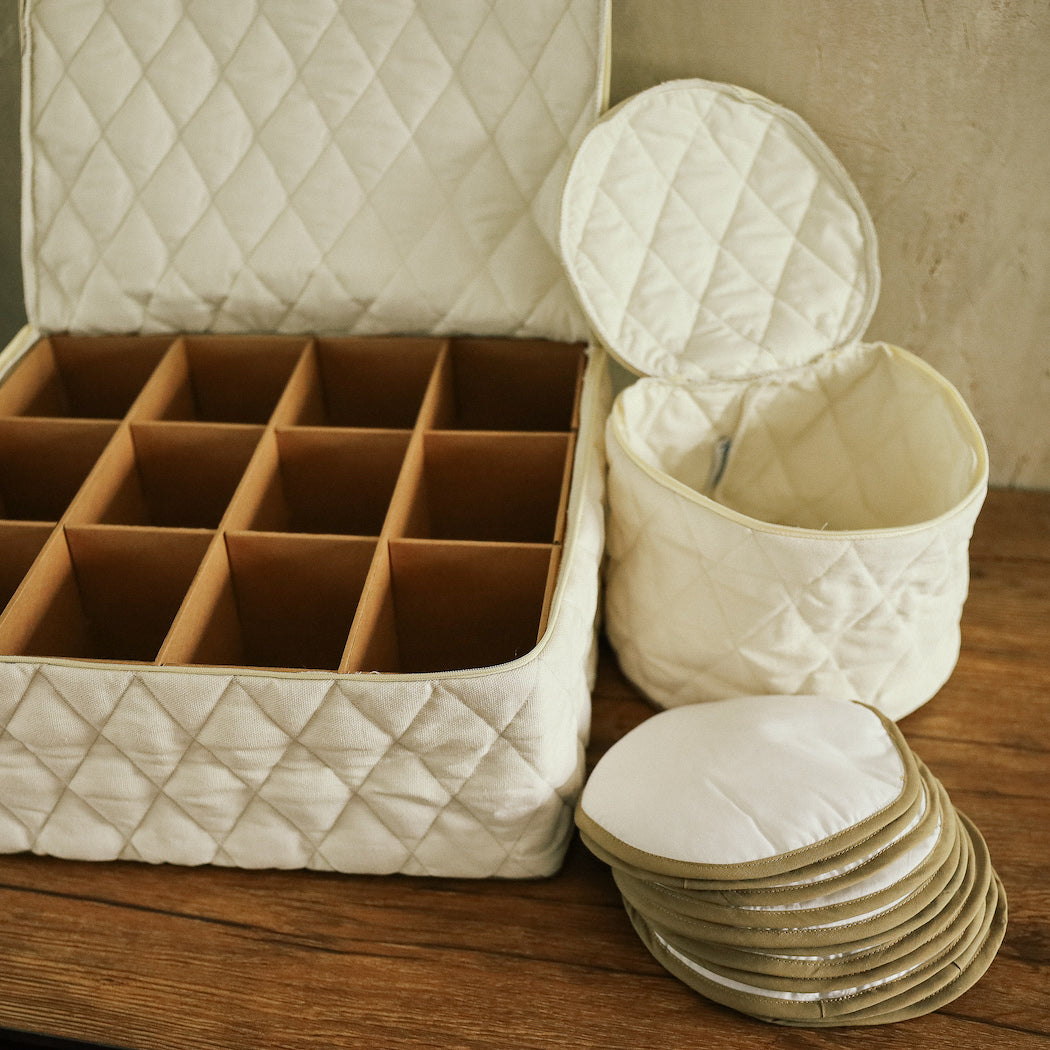 Julia Quilted Cup & Saucer Storage Case Set of 2