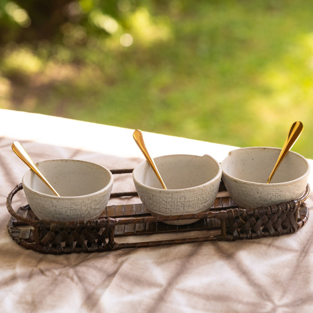 Felicia Condiment Bowls Set of 3 with Stainless Steel Teaspoons