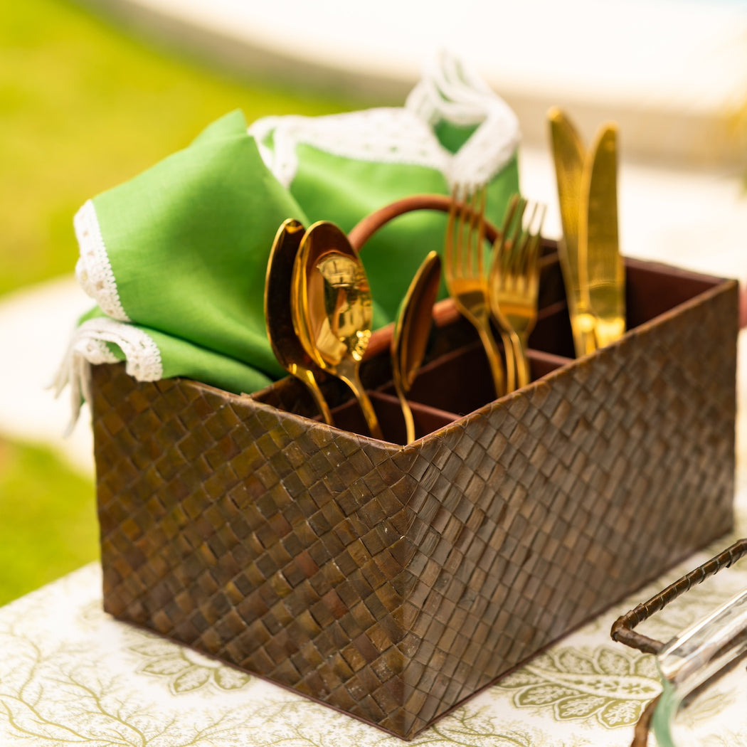 Menorca Handwoven Pandan Cutlery Caddy