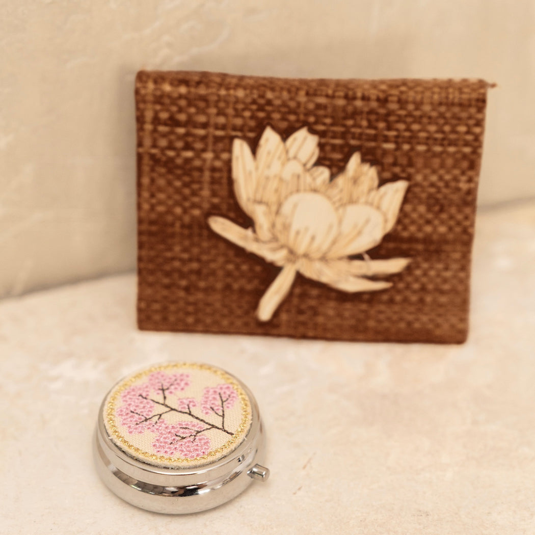 Holly Embroidered Pill Box