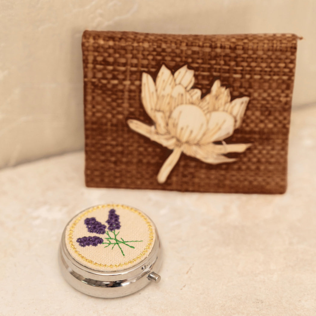 Holly Embroidered Pill Box