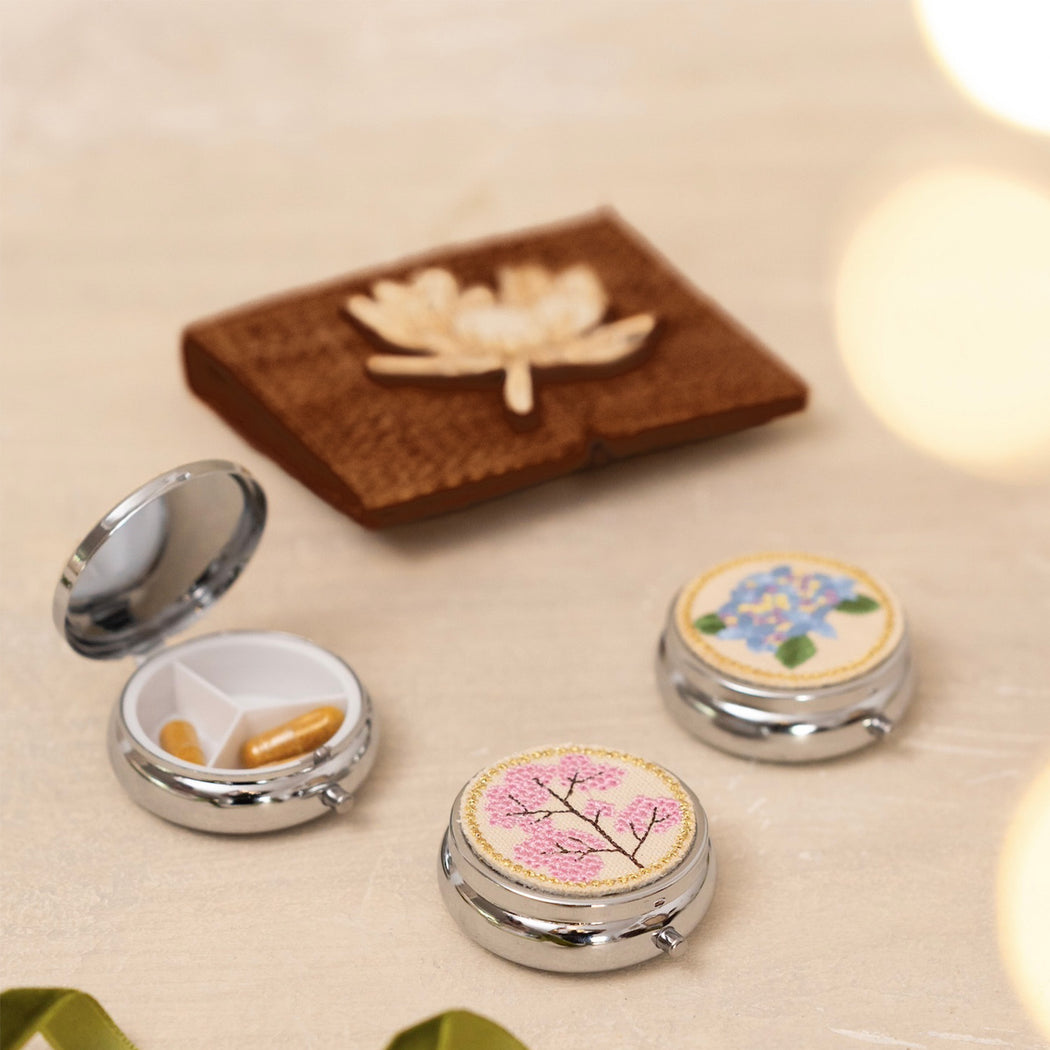 Holly Embroidered Pill Box
