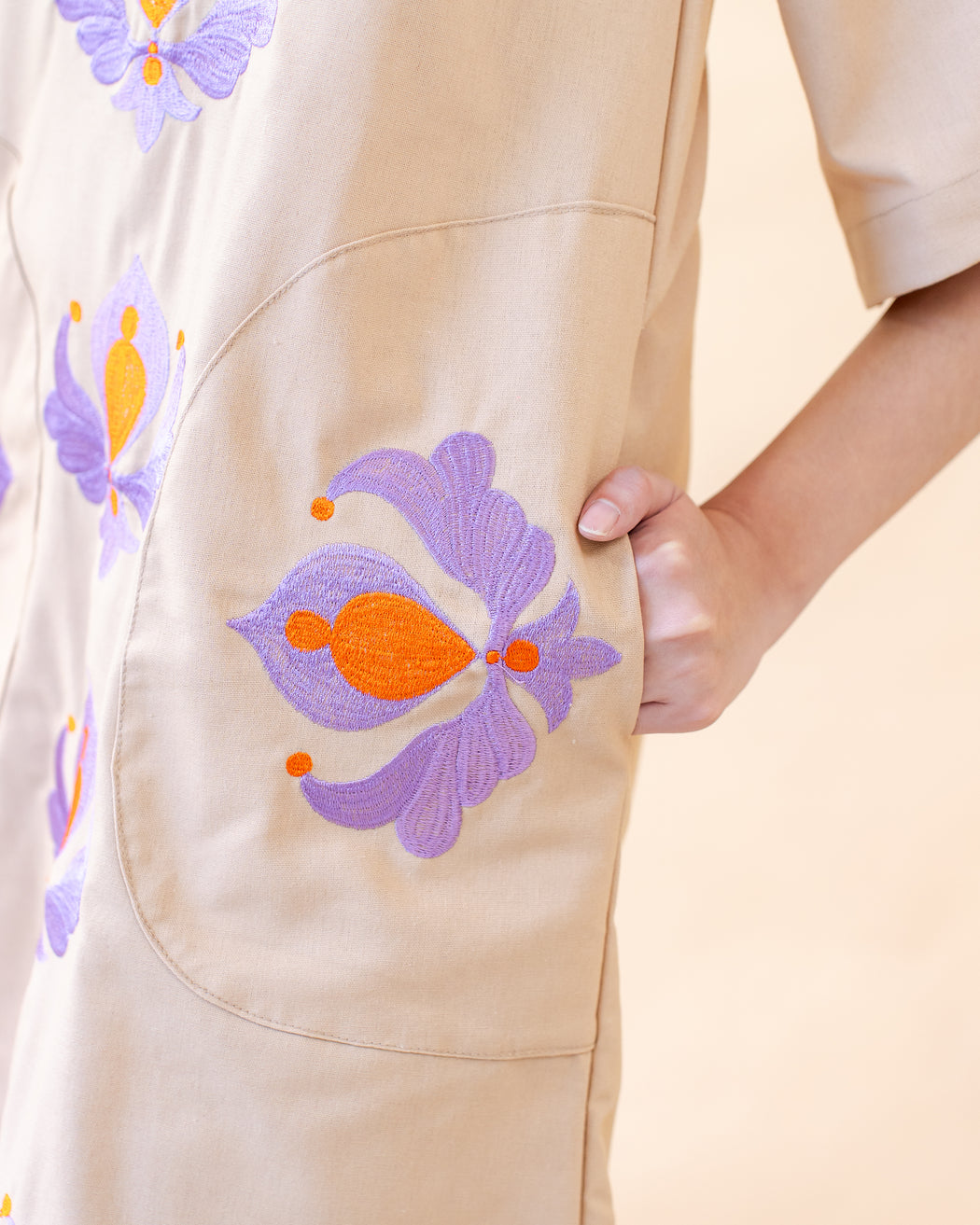 Esperanza Embroidered Dress- Almond