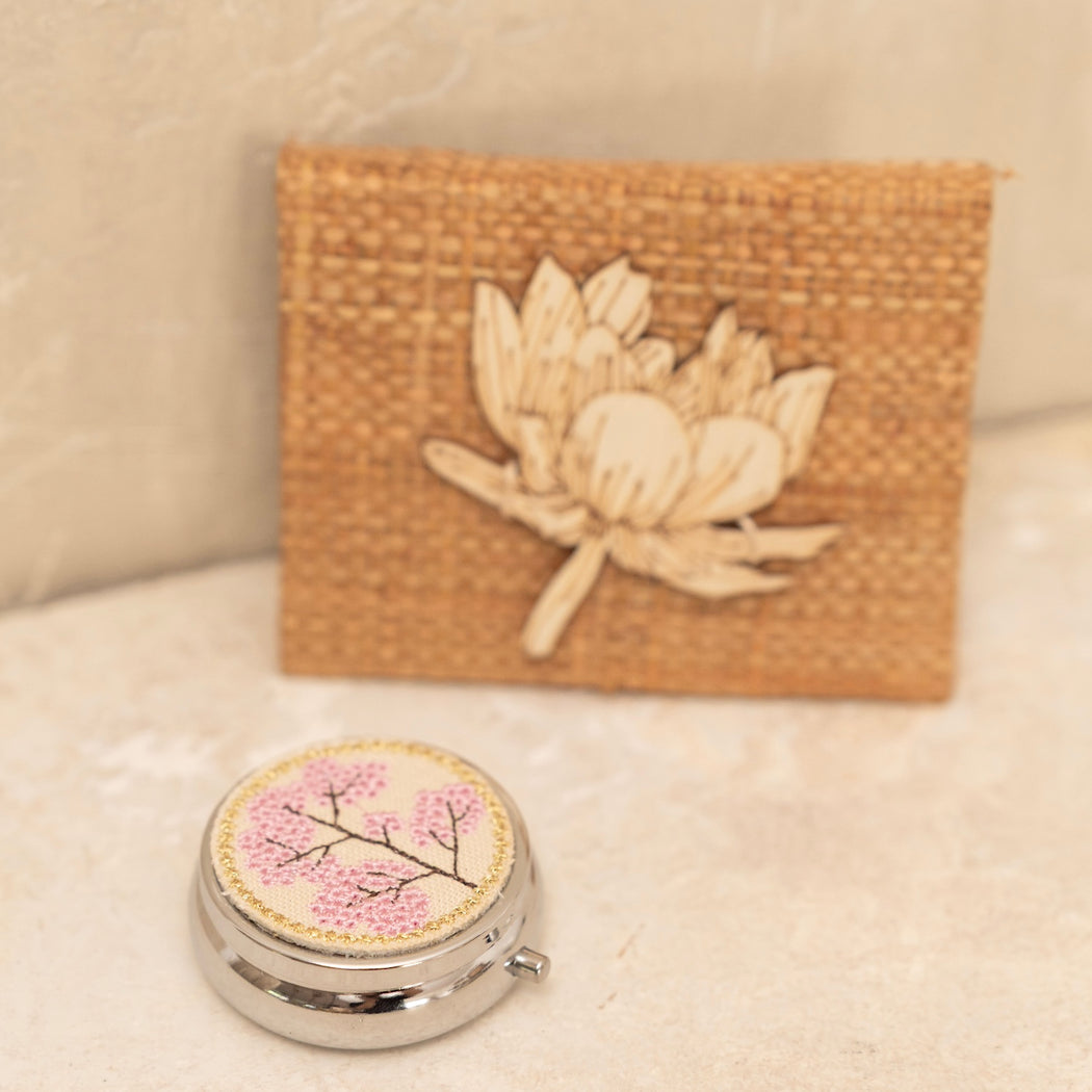 Holly Embroidered Pill Box