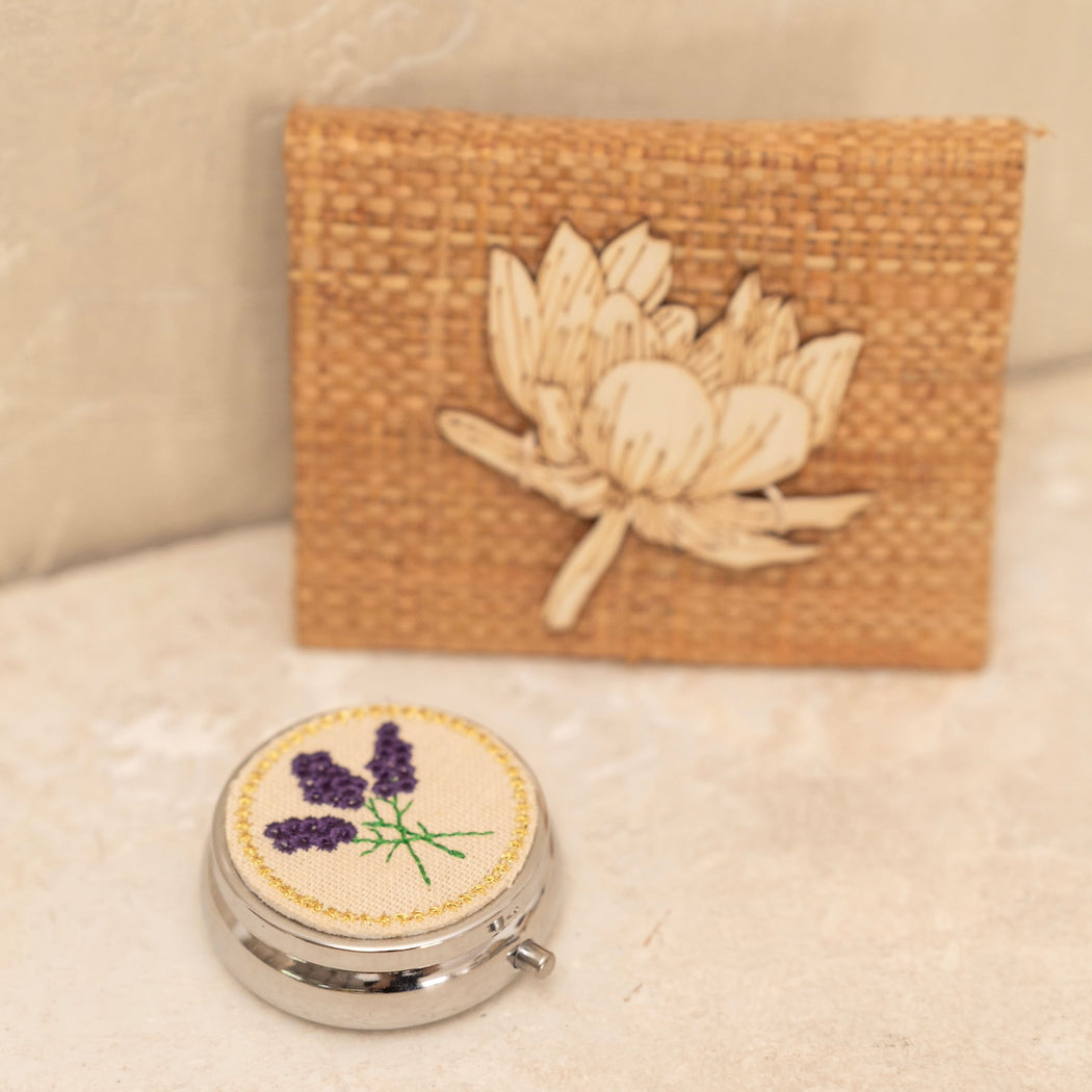 Holly Embroidered Pill Box