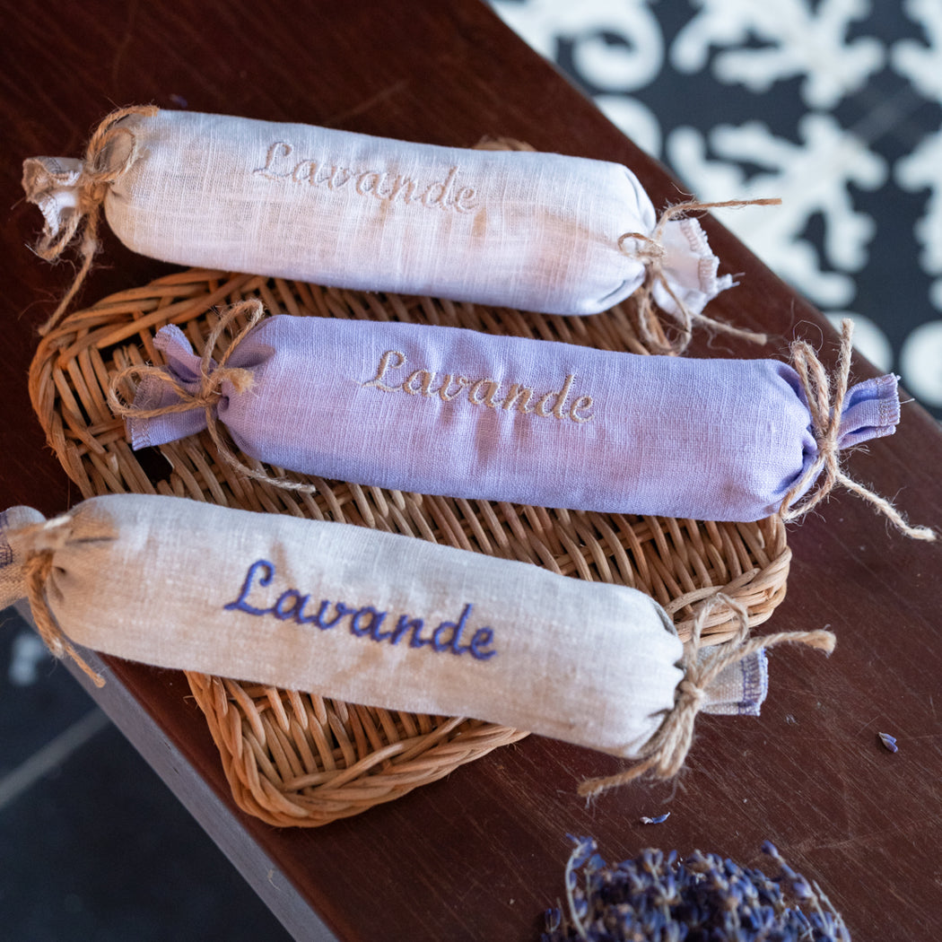 French Cotton Linen Lavender Drawer Pillows- Cylindrical