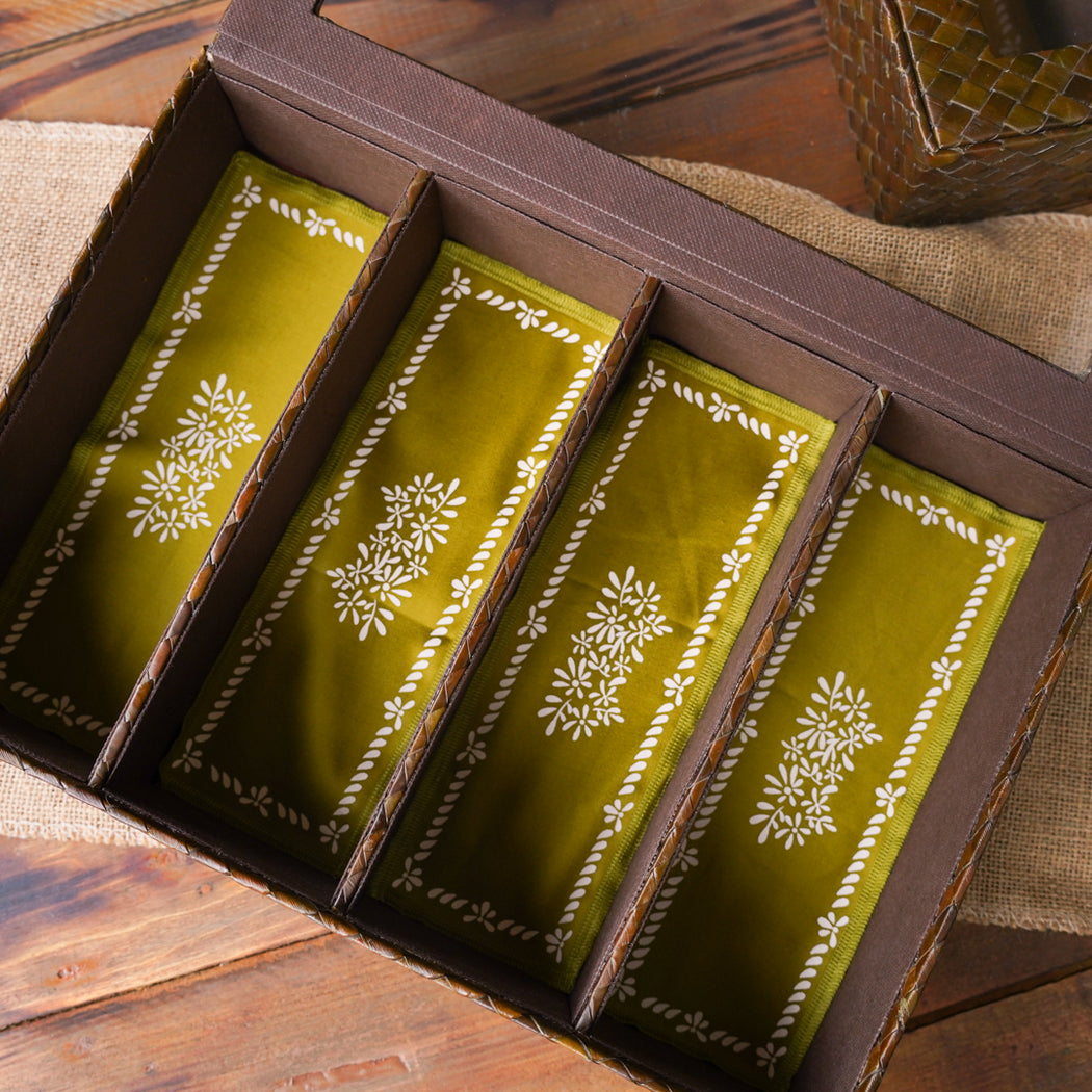 Magdalena Woven Cutlery Storage Box with Fabric Liners