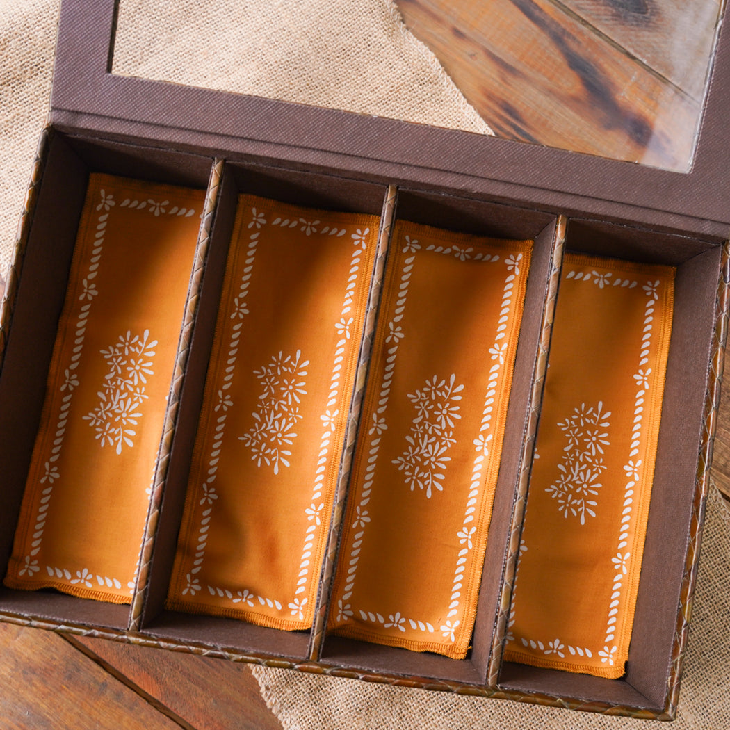 Magdalena Woven Cutlery Storage Box with Fabric Liners