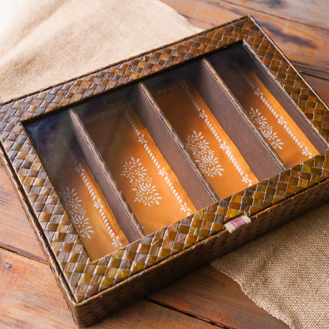 Magdalena Woven Cutlery Storage Box with Fabric Liners