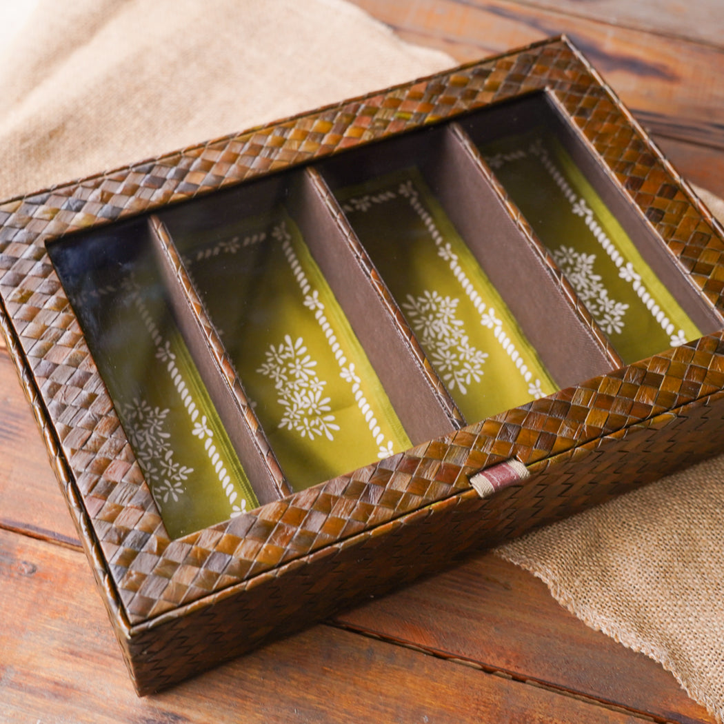 Magdalena Woven Cutlery Storage Box with Fabric Liners