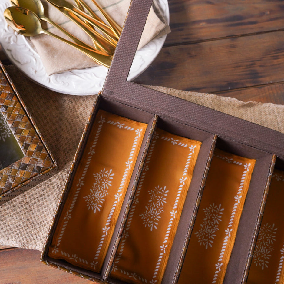 Magdalena Woven Cutlery Storage Box with Fabric Liners