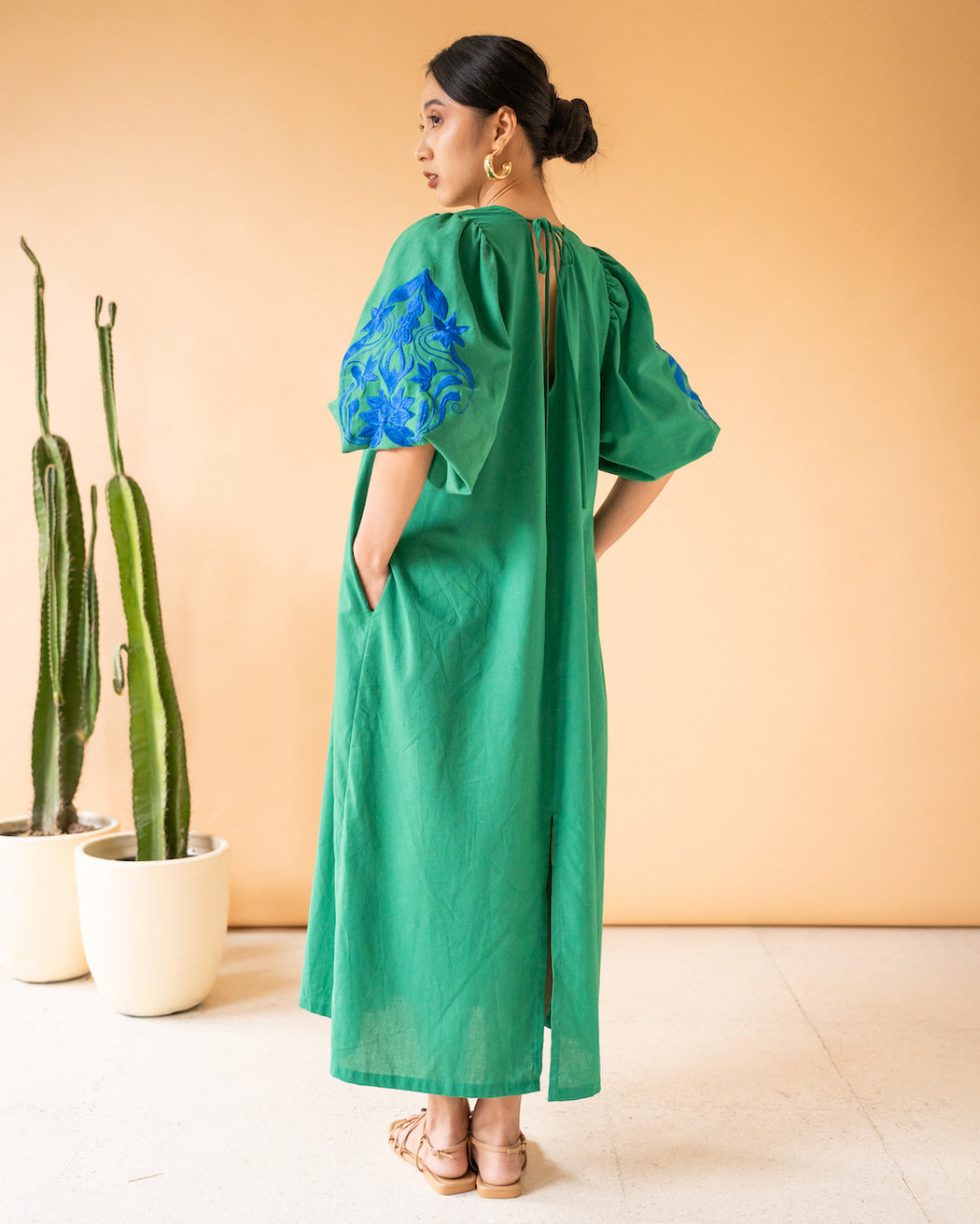 Sofia Puff Sleeve Maxi Dress- Green