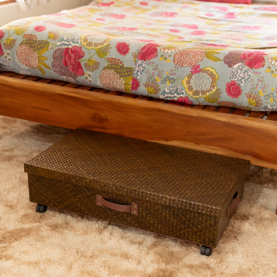 Plain Pandan Under Bed Storage Box with Wheels