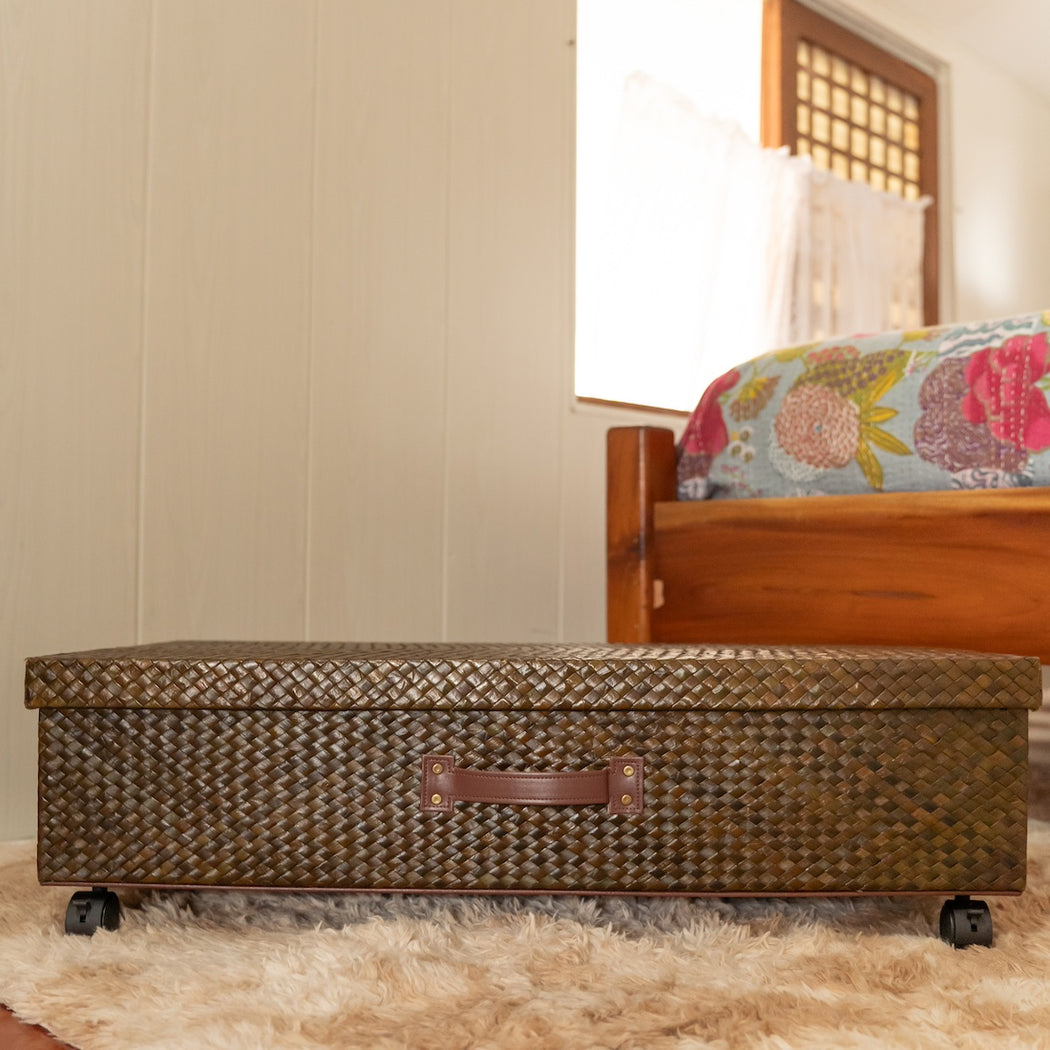 Plain Pandan Under Bed Storage Box with Wheels