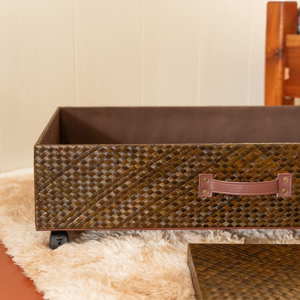 Plain Pandan Under Bed Storage Box with Wheels
