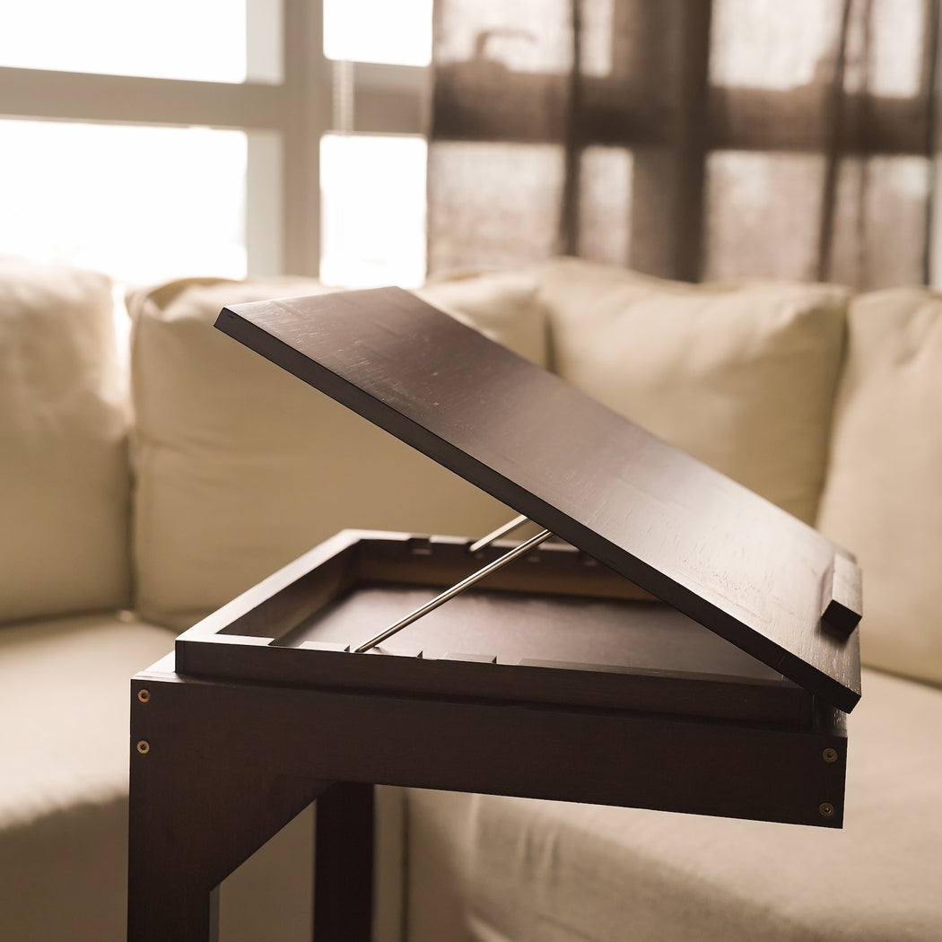 William C-Shape Sofa Table with Wheels