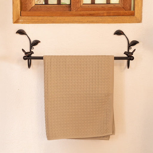 Brigita Towel Bar - Black Finish with Bird Detail