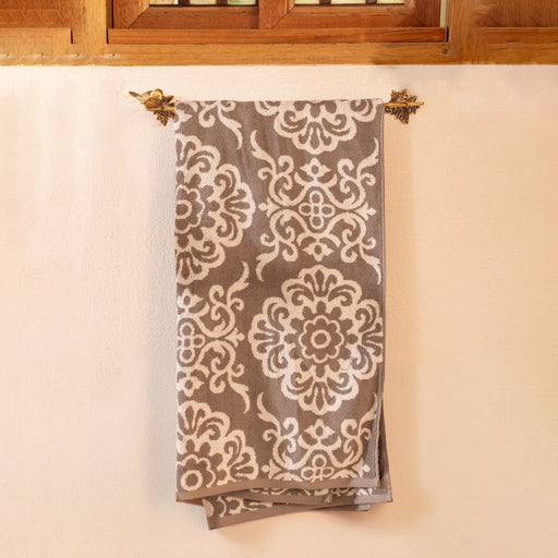 Mathilda Brass Bath Towel Bar - Antique Gold Finish with Bird Detail