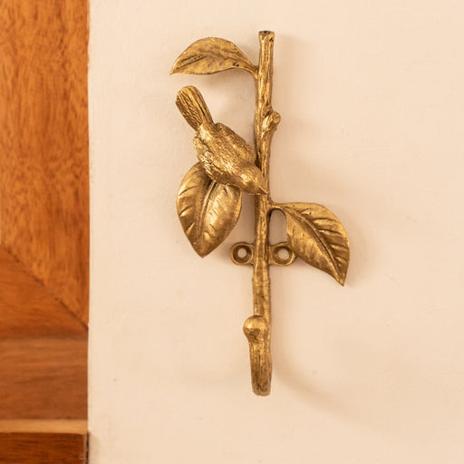 Mathilda Multipurpose Wall Hook - Antique Gold Finish with Bird Detail (Style 2)