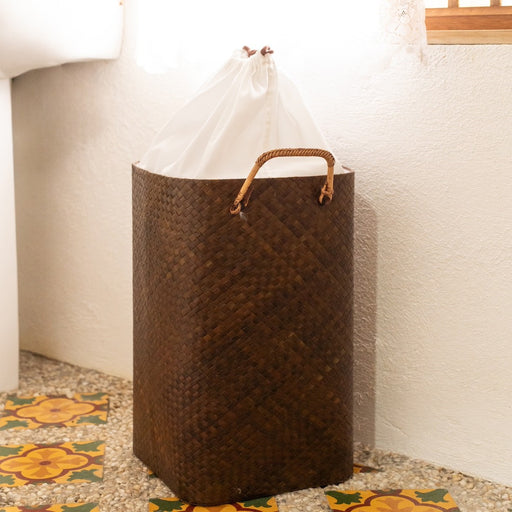 Amalia Woven Laundry Hamper with Drawstring Canvas Liner