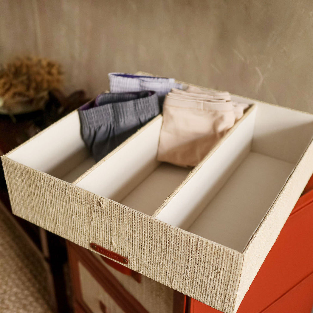 No more dull or generic storage pieces. Create a clutter-free space by using any of our multi-purpose boxes and bins. Available online through Domesticity.