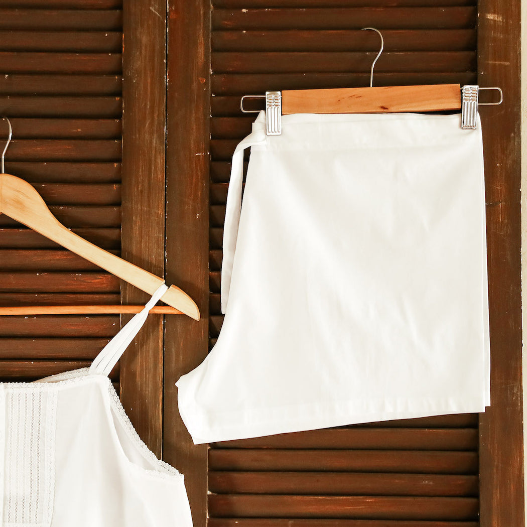 Angelica White Cotton Spaghetti Strap Top with Shorts Set