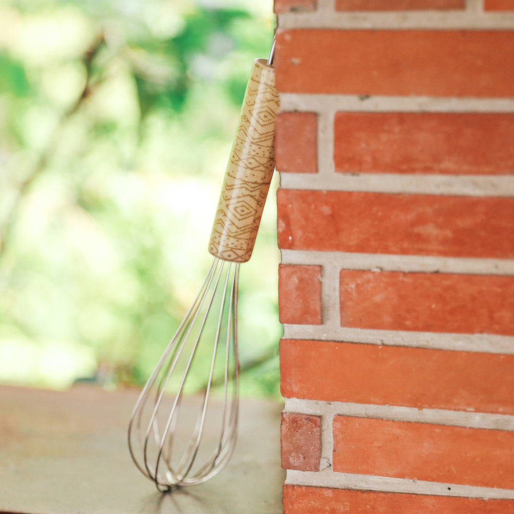 Add this beautifully patterned whisk with a comfortable handle to make all kinds of cakes and confections in chic country style. Lovingly made in the Philippines. Home decor and baking essentials available online through Domesticity.