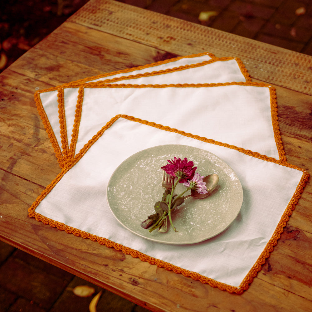 Silvana Linen Placemats Set of 4 - Off White