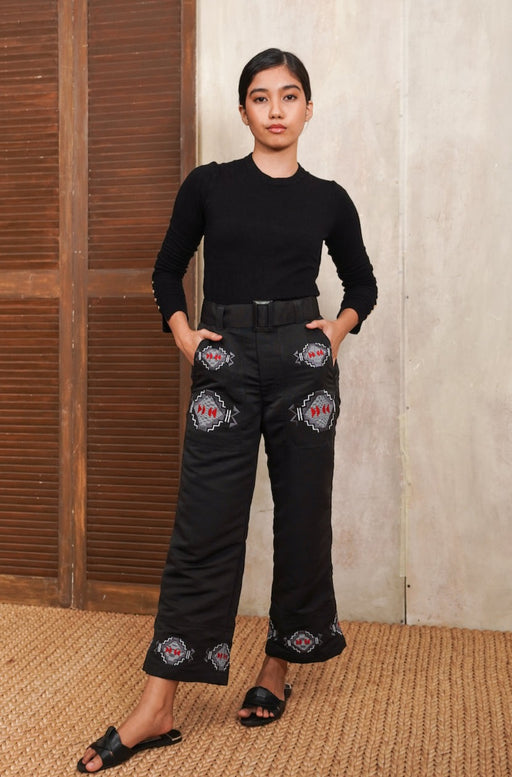 Madeline Embroidered Pants- Royal Blue